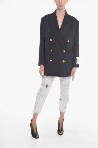 ARCHIVE Cotton-twill Double-breasted Blazer with Peak Lapel