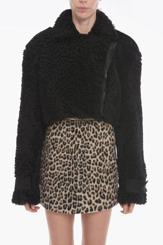 Cropped MAHIS Shearling Coat with Perforated Suede Details