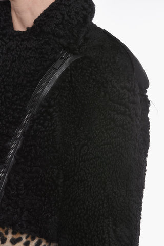 Cropped MAHIS Shearling Coat with Perforated Suede Details