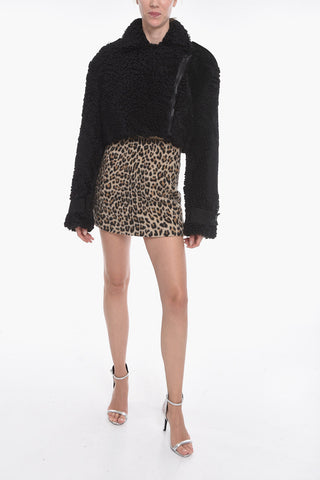 Cropped MAHIS Shearling Coat with Perforated Suede Details