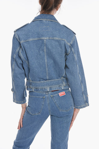 Denim Biker Jacket with Belt