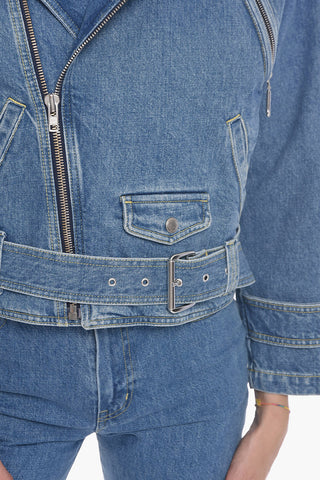 Denim Biker Jacket with Belt