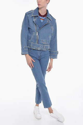 Denim Biker Jacket with Belt