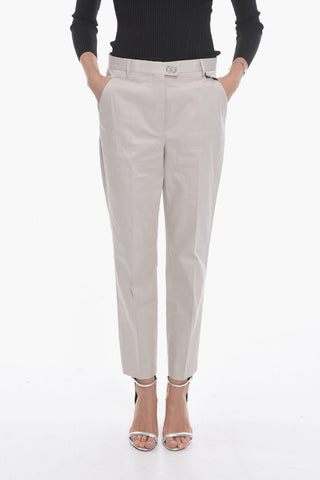 Pantaloni Chino in Cotone Stretch con Bottone Logato