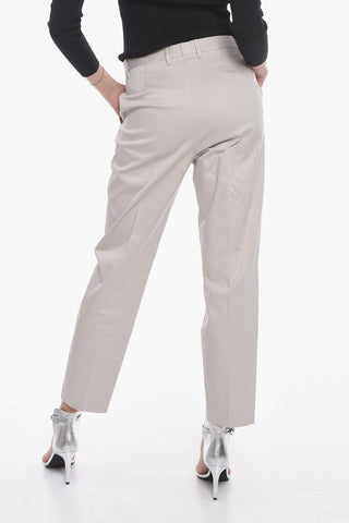 Pantaloni Chino in Cotone Stretch con Bottone Logato