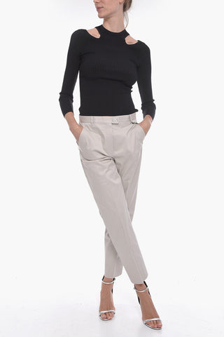 Pantaloni Chino in Cotone Stretch con Bottone Logato