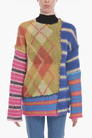 Crew Neck MIX PATCH Cashmere Blend Sweater