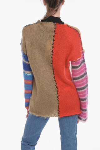 Crew Neck MIX PATCH Cashmere Blend Sweater