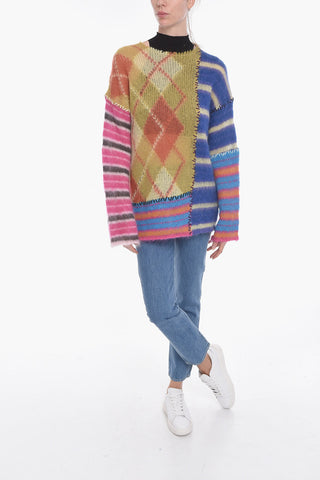 Crew Neck MIX PATCH Cashmere Blend Sweater