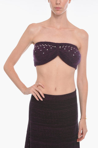 Mohair Cropped Top with Crystals Application