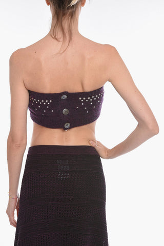 Mohair Cropped Top with Crystals Application