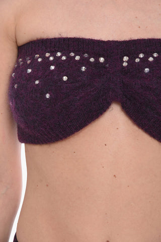 Mohair Cropped Top with Crystals Application