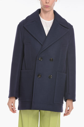 Wool Double-breasted Coat with Maxi Pockets