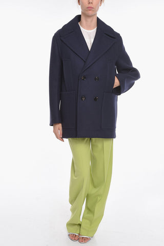 Wool Double-breasted Coat with Maxi Pockets