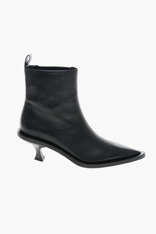 Spool Heel Leather Chelsea Booties 6cm