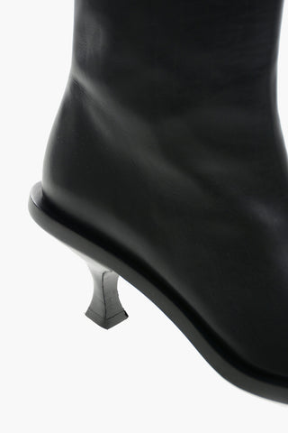 Spool Heel Leather Chelsea Booties 6cm