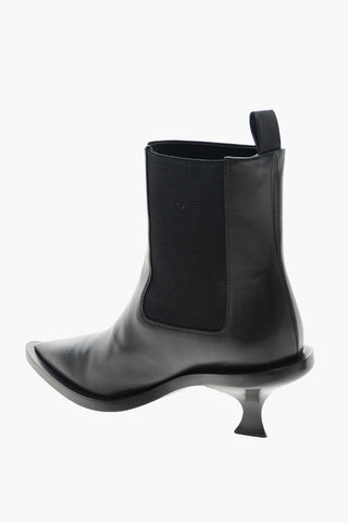 Spool Heel Leather Chelsea Booties 6cm