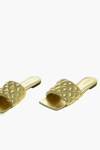 Lamè Leather Quilted Slippers