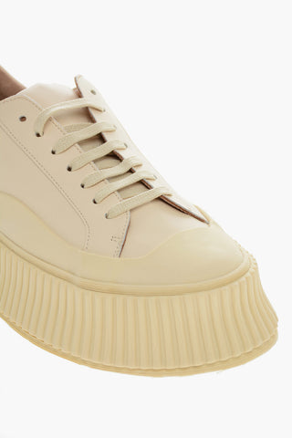 Lace-up Leather Sneakers with Platform Sole