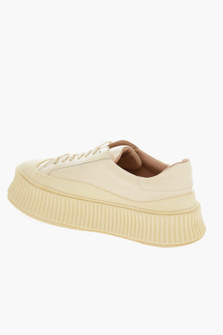 Lace-up Leather Sneakers with Platform Sole