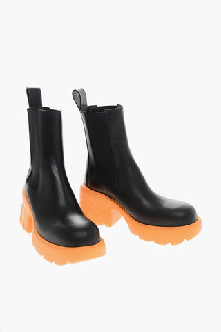 Contrasting Sole EXTRALIGHT Leather Chelsea Booties 8cm