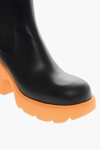 Contrasting Sole EXTRALIGHT Leather Chelsea Booties 8cm