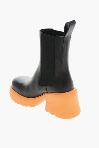 Contrasting Sole EXTRALIGHT Leather Chelsea Booties 8cm