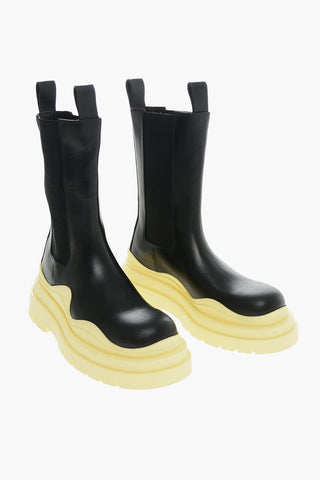 Contrasting Sole Leather Chelsea Booties