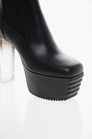 Leather Platform Chelsea Booties with Plexiglass Heel 13cm