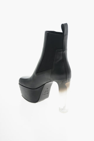 Leather Platform Chelsea Booties with Plexiglass Heel 13cm