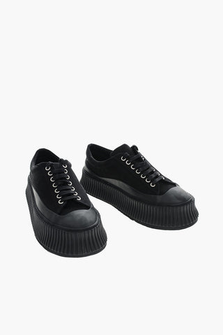 Lace-up Canvas Sneakers with Platform Sole