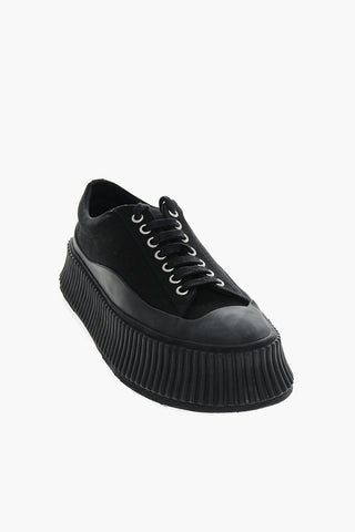Lace-up Canvas Sneakers with Platform Sole