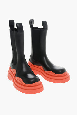 Chelsea-Stiefeletten aus Leder mit kontrastierender Sohle