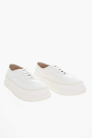 Lace-up Leather Sneakers with Platform Sole