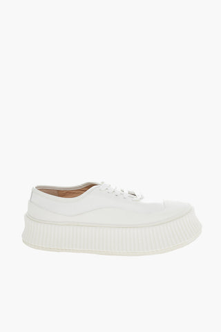 Lace-up Leather Sneakers with Platform Sole