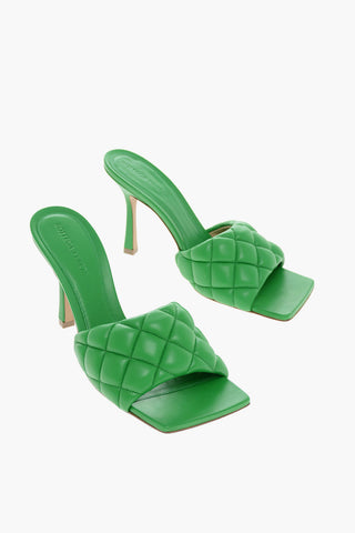 Open Toe Quilted Leather Mules 8cm