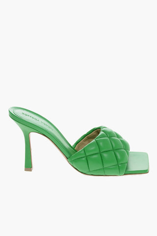 Open Toe Quilted Leather Mules 8cm