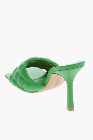 Open Toe Quilted Leather Mules 8cm