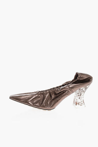 Lamè Leather ALMOND Pumps with Plexiglass Heel 8cm