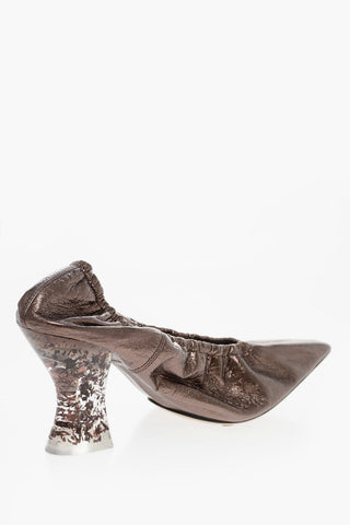 Lamè Leather ALMOND Pumps with Plexiglass Heel 8cm