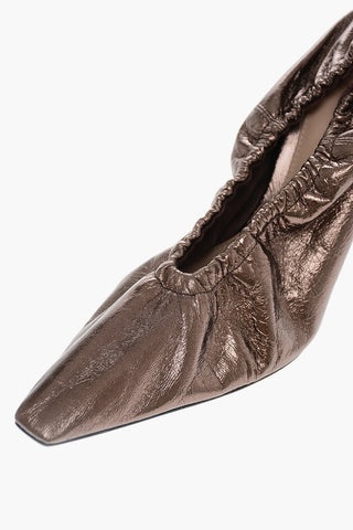 Lamè Leather ALMOND Pumps with Plexiglass Heel 8cm