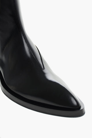 Point Toe Leather Chelsea Booties