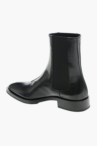 Point Toe Leather Chelsea Booties