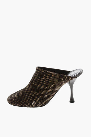 Runde Mules COURTNEY mit All-over-Strass, 9 cm Absatz