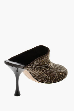 Round-Toe Mules COURTNEY with All-Over Rhinestones, 9cm Heel