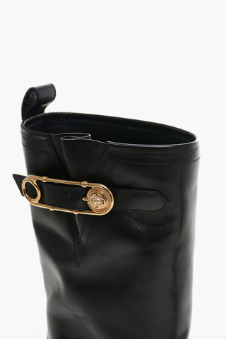 Stivaletti Biker in Pelle con Fibbia Dorata
