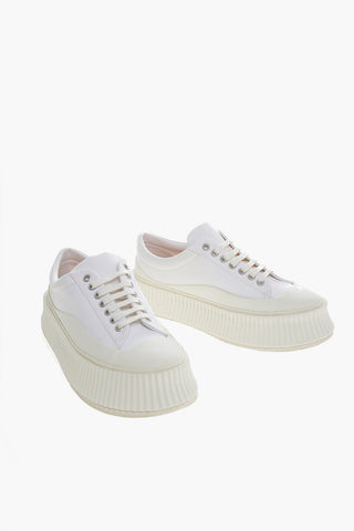 Lace-up Canvas Sneakers with Platform Sole