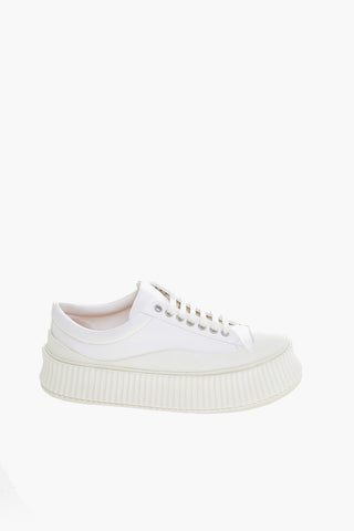 Lace-up Canvas Sneakers with Platform Sole