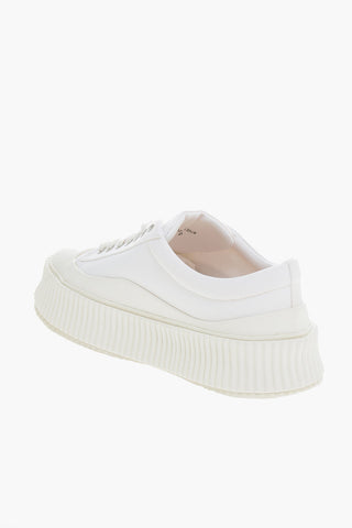 Lace-up Canvas Sneakers with Platform Sole