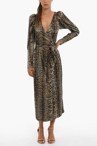 Leopard print Long Sleeved Wallet Maxi dress